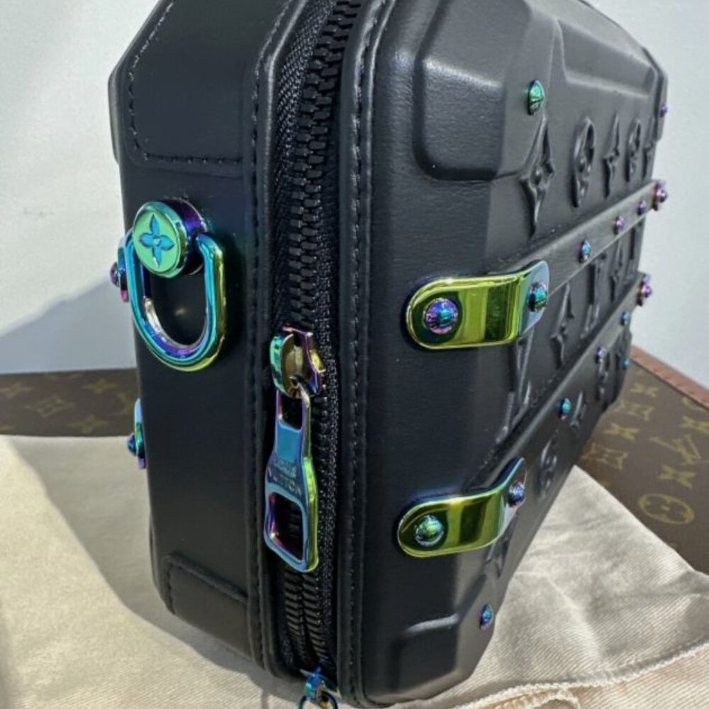 RARE! NEW- Louis Vuitton M21935 Black Calfskin Future Trunk Iridescent Hardware - Picture 7 of 8